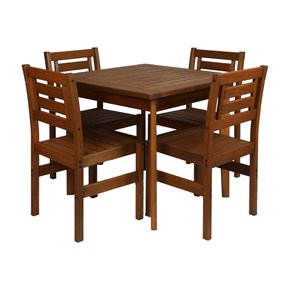 Conjunto Mesa De Jantar Quadrada com 4 Cadeiras em Madeira Maciça Garden Conjunto Mesa De Jantar Quadrada com 4 Cadeiras em Madeira Maciça Garden