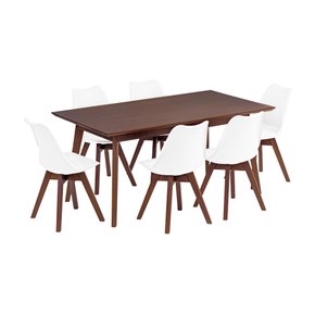 Conjunto Mesa De Jantar Retangular Nozes 90cm x 160cm com 6 Cadeira Leda Design Conjunto Mesa De Jantar Retangular Nozes 90cm x 160cm com 6 Cadeira Leda Design